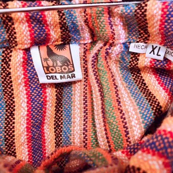 Lobos Del Mar Men’s Hand Loomed Cotton Colorful Striped Shorts Size Extra Large - Picture 3 of 4